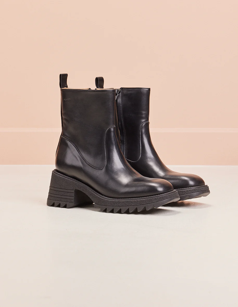 Bottines à talons Ludivine - Cuir noir