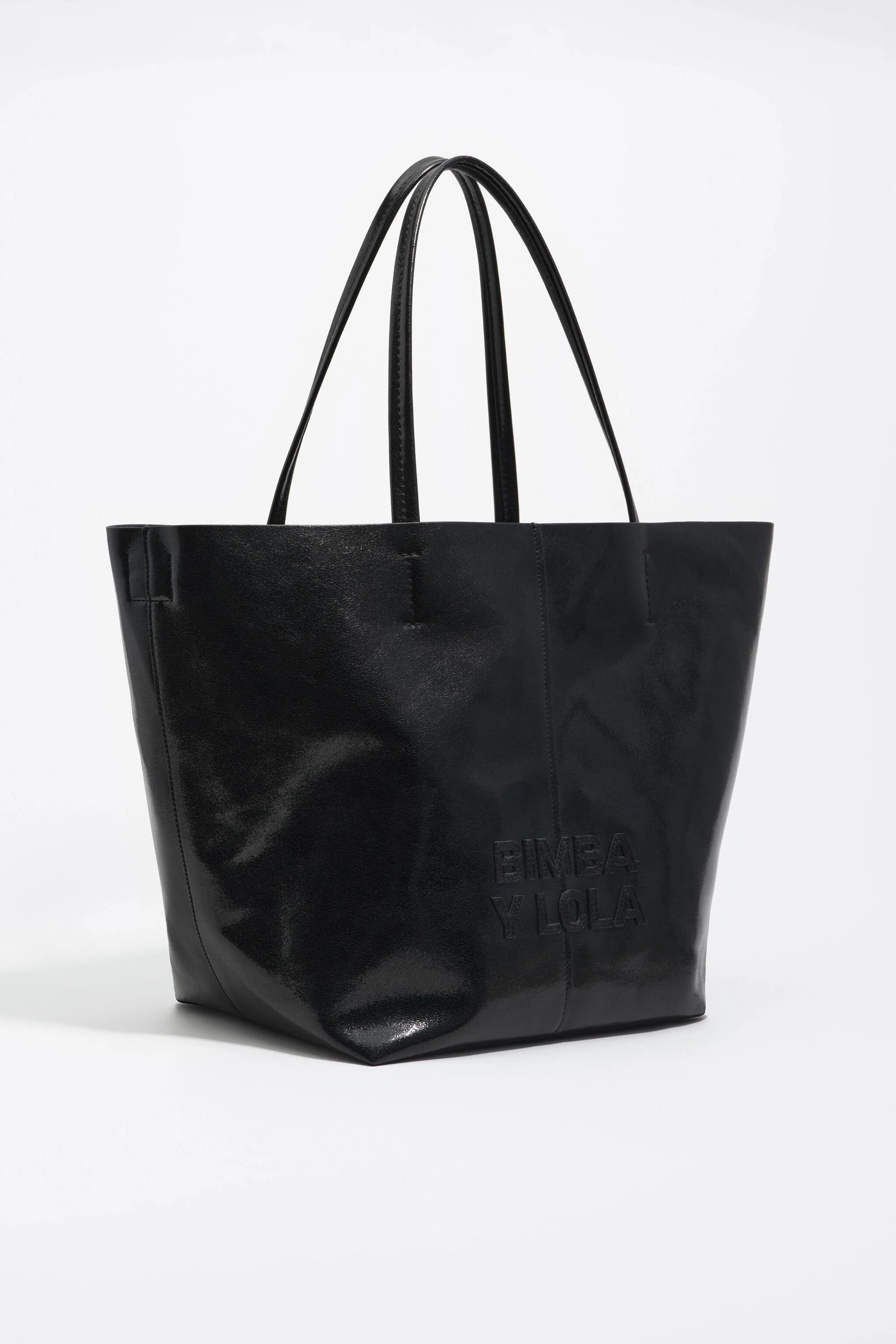 Bolsa de compras grande em couro preto