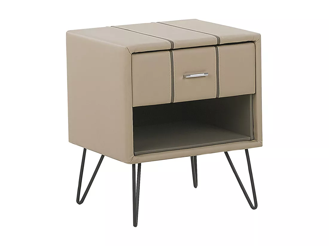 Ensemble de chambre Cuir PU BETIN 180 x 200 cm Beige sable