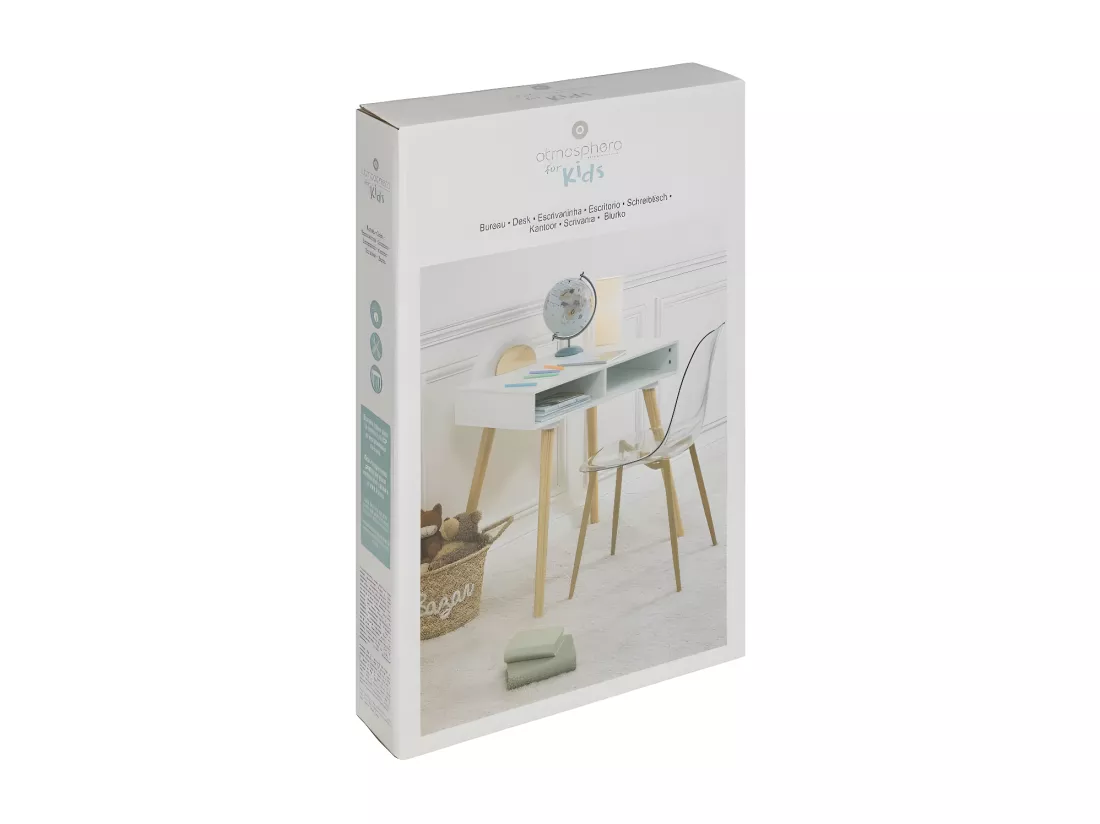 Bureau enfant primaire en Bois Blanc et Naturel H 87 cm