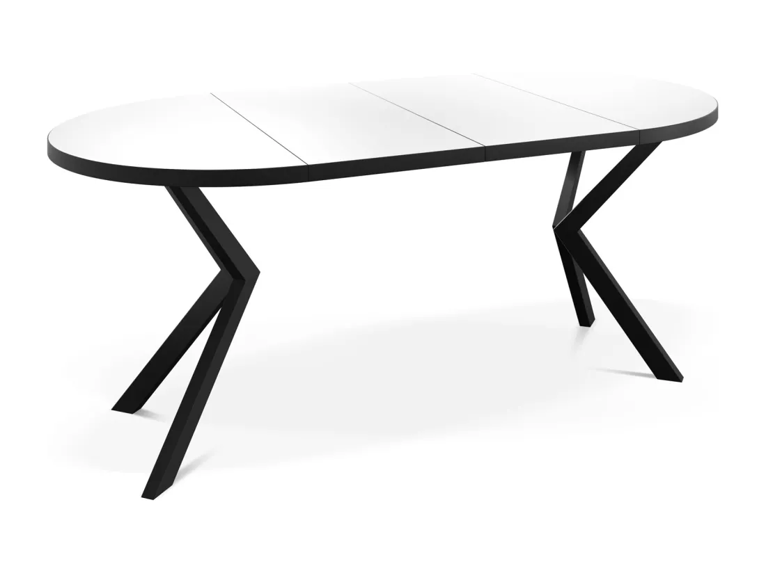 Table Ronde à Rallonges Pour La Salle à Manger - 120/196 Cm - Table Avec Pieds En Métal Noir - Compacte - Blanc