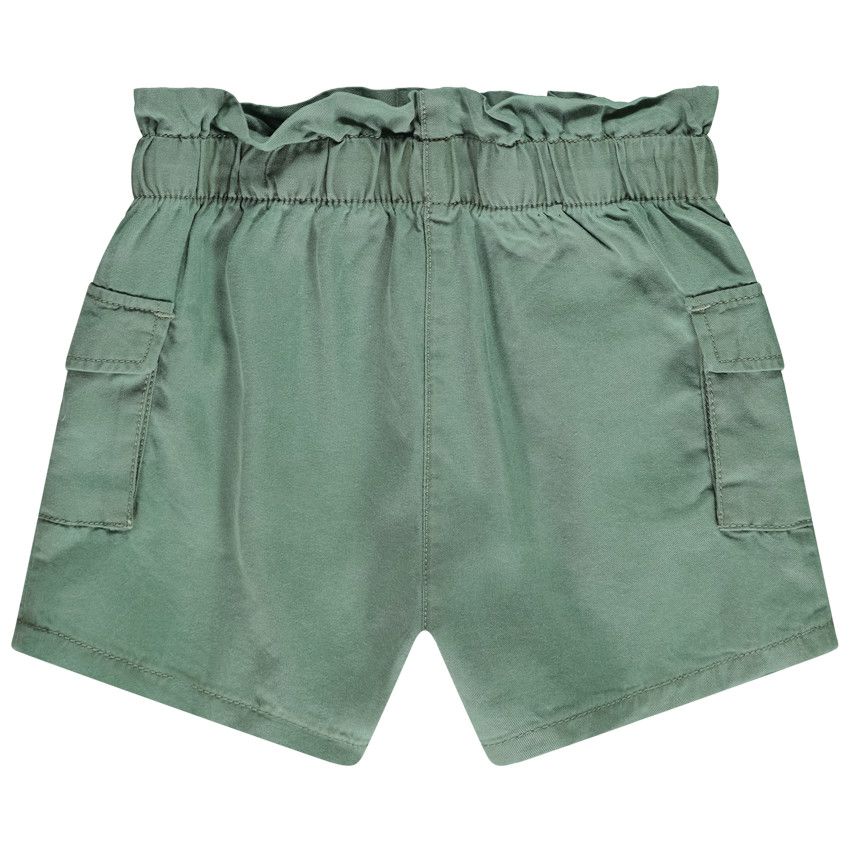 Short uni en toile avec poches pour bébé fille - Kaki