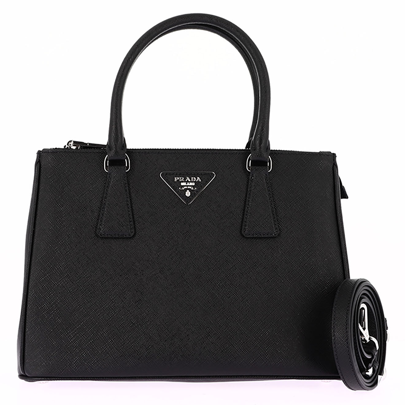 Prada Sac à main Galleria MM en Cuir Saffiano noir - Neuf avec étiquette - L.28 cm