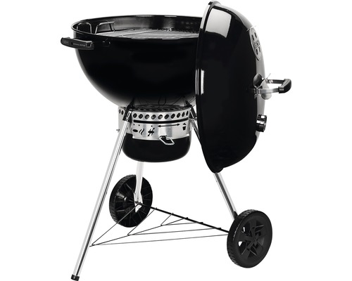 Weber Kettle E-5730 houtskoolbarbecue, Ø 57 cm, zwart, inclusief dekselthermometer, bodemrooster, stalen houtskoolrooster, gecoat stalen kookrooster, aluminium asopvanger, one-touch reinigingssysteem, brikettenmaatbeker