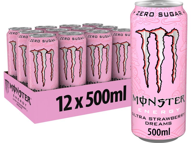 Monster Energy Drink Strawberry Dreams 12 x 0.5 l Erfrischend süss mit einer fruchtig-säuerlichen Erdbeernote