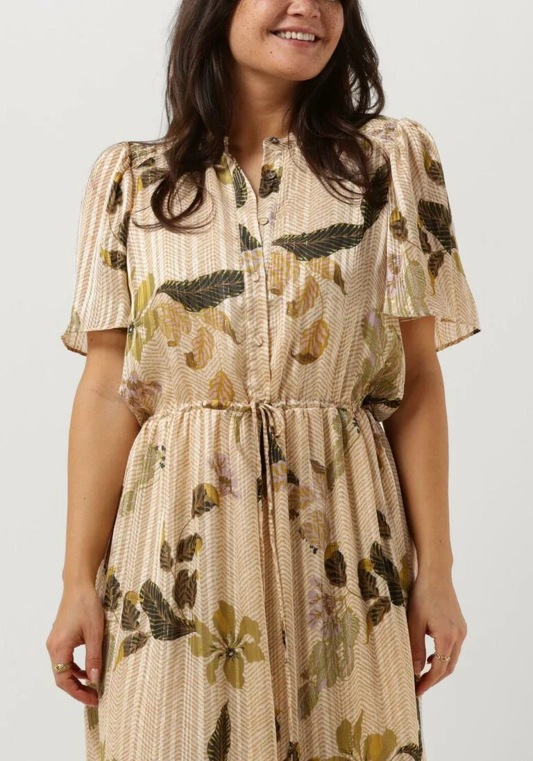 SECOND FEMALE gebroken wit second female midi jurk brezza dress
