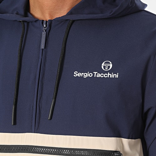Veste Col Zippé Capuche Open Track 40267 Bleu Marine Beige
