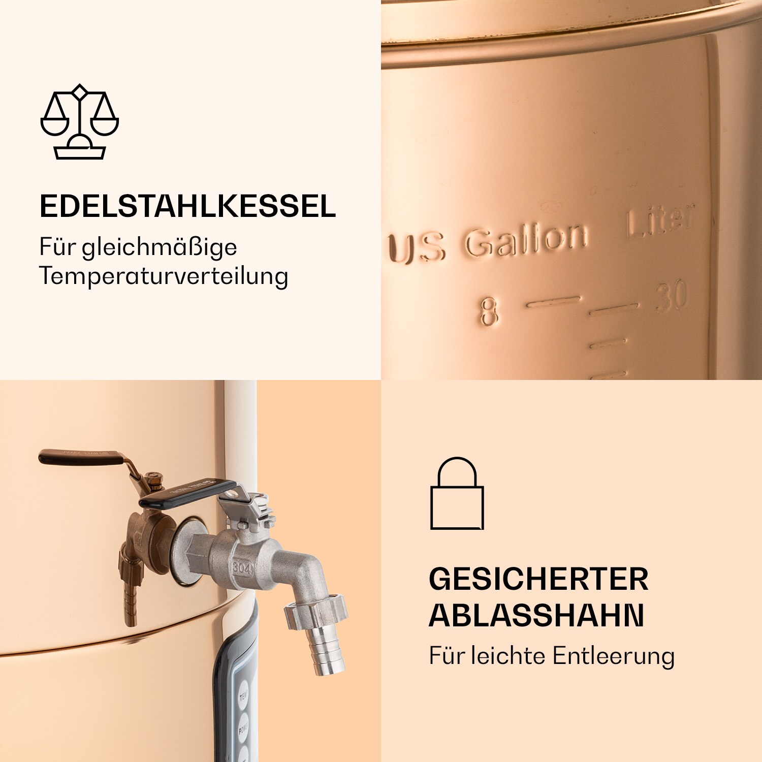 Mundschenk Maischekessel, Bierbrauanlage, 2500 W, 30 l, 9 Programme