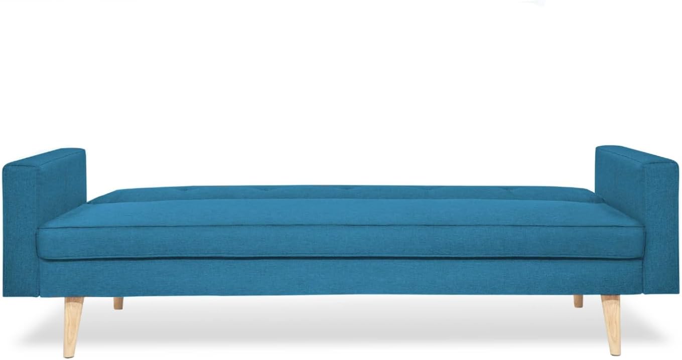 IDMarket - Canapé Droit scandinave 3 Places Convertible Lars en Tissu Bleu Canard TY3686073