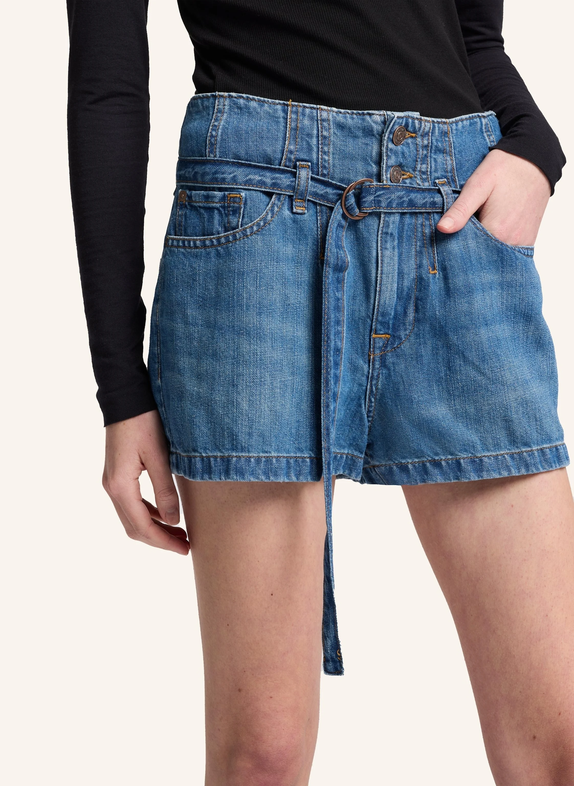 7 for all mankind BELTED Denim Shorts