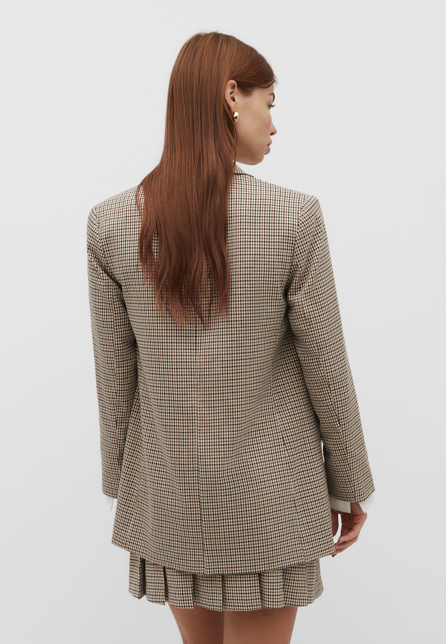 Blazer folgado com estampa pied-de-poule