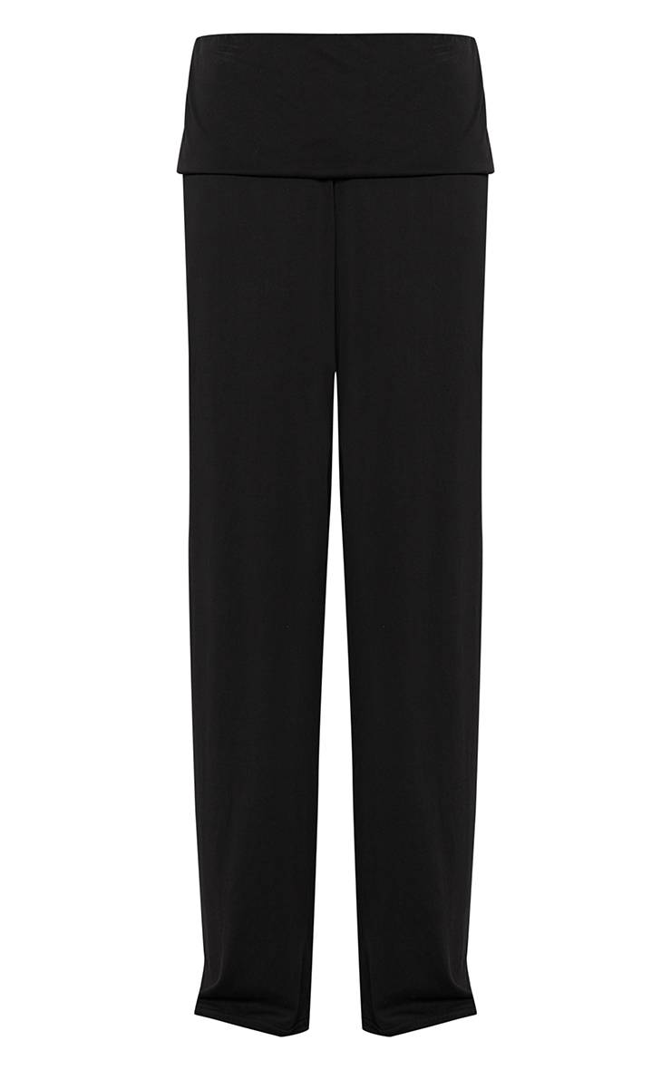 Noir Pantalon Fluide En Jersey Doux Avec Taille Repliable