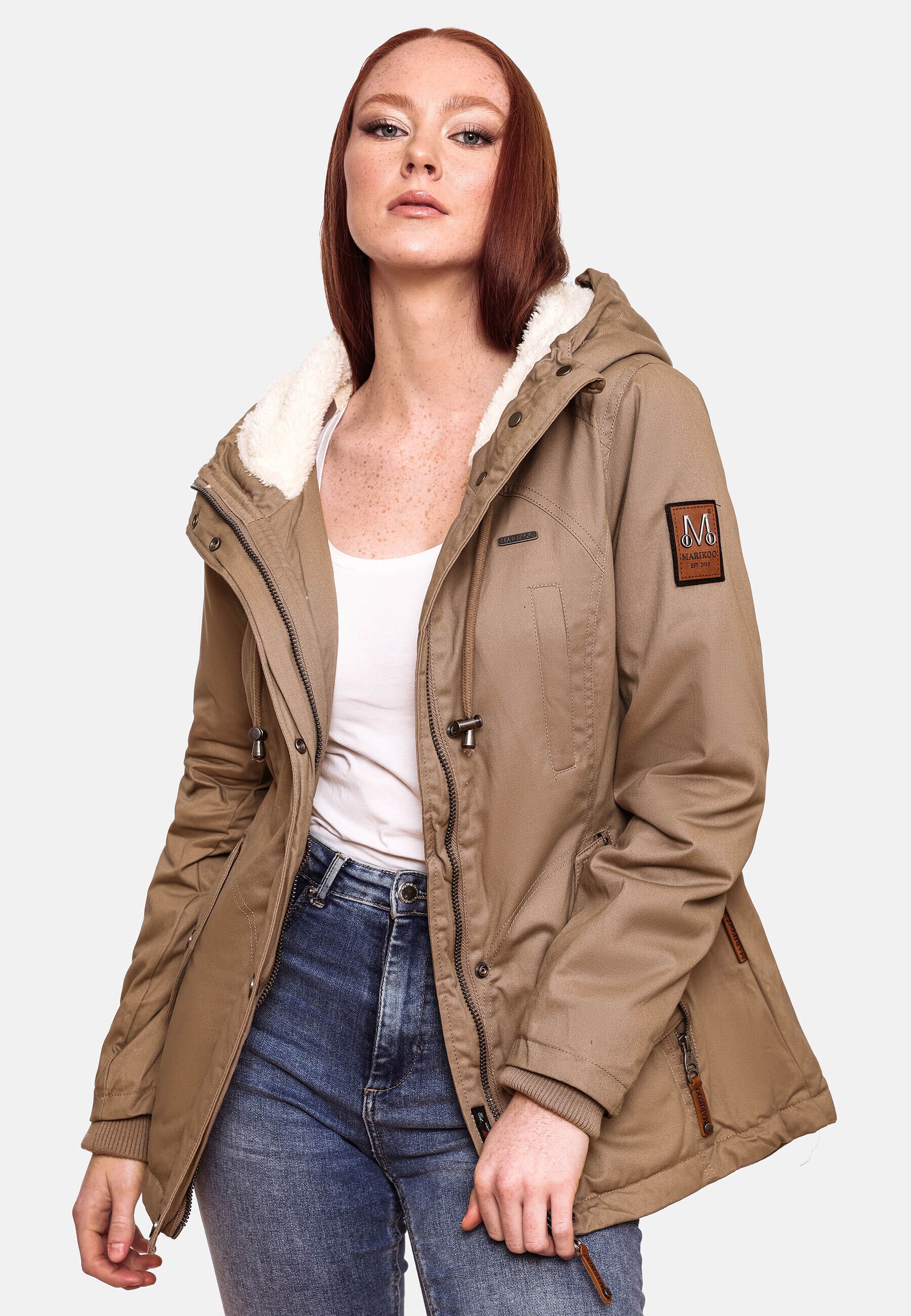 MARIKOO Damen Winterjacke Outdoor Baumwolljacke mit Kapuze Bikoo