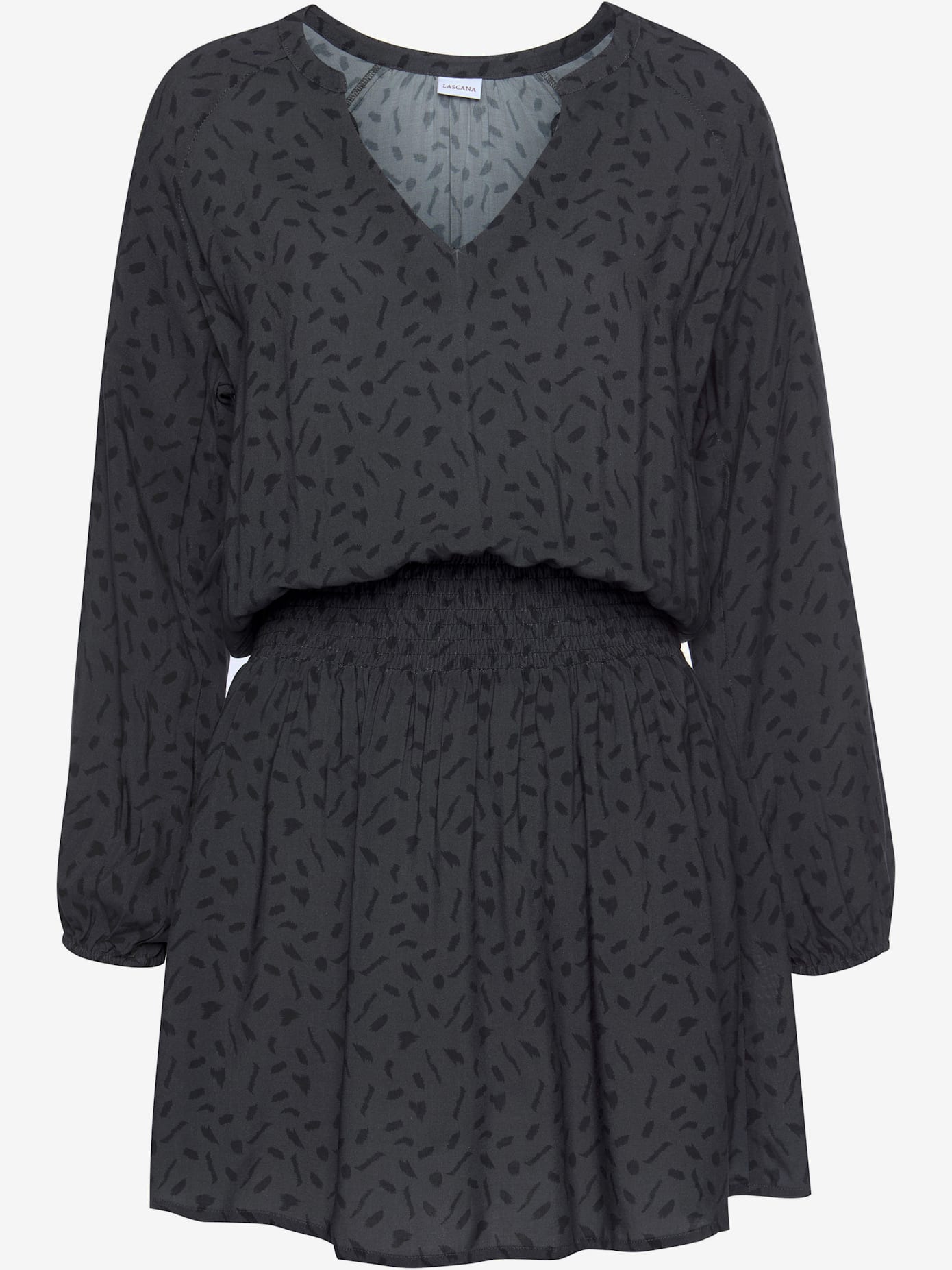 Robe imprimée robe à manches longues avec encolure en v