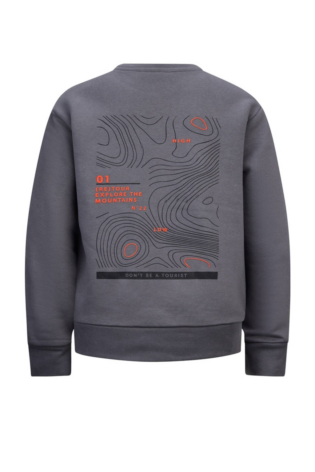 Retour Jeans sweater Hakar met backprint grijs