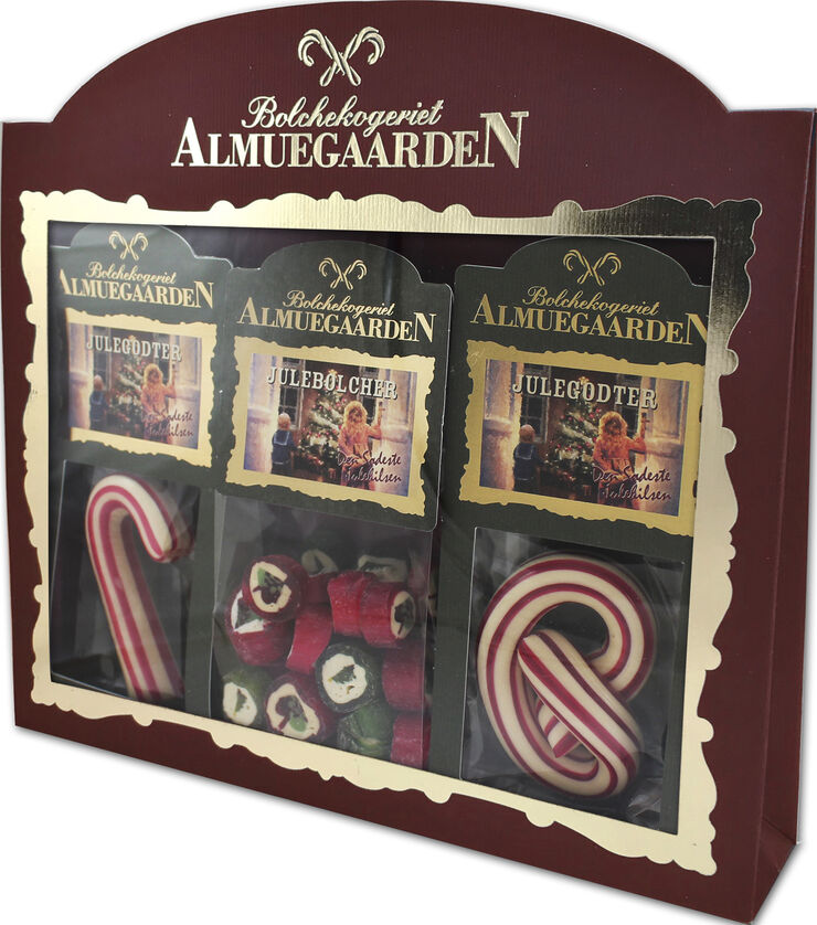 Almuegaarden Jule-Gaveæske med Jule bolcher, bolche-stok & -kringle No color