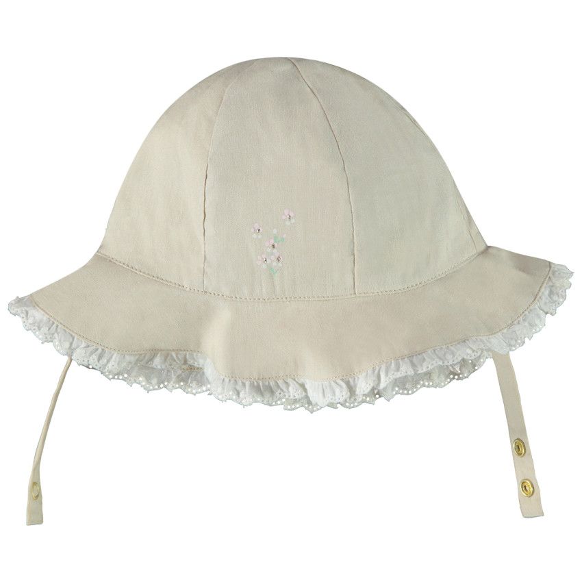 Charlotte print fleur à volant en broderie anglaise pour bébé fille - Ecru