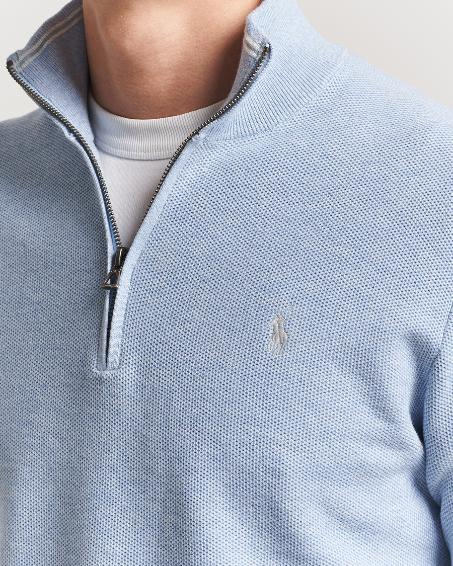 Polo Ralph Lauren Textured Half Zip Blue Hyacinth Heahter