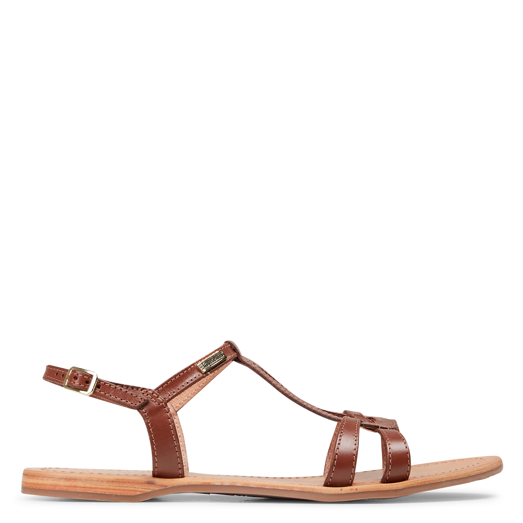 HACKLIO - Sandales plates en cuir | Marron
