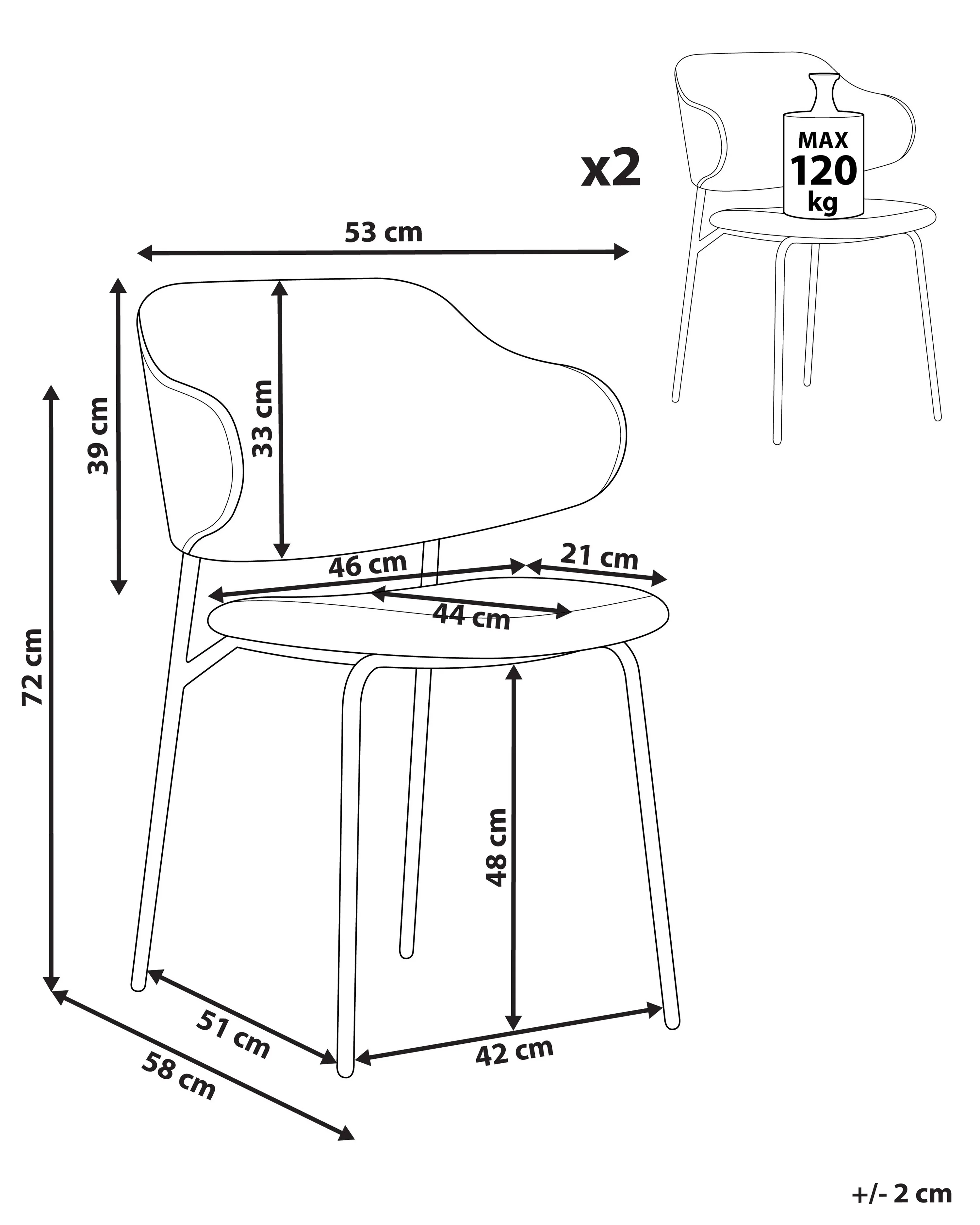 Set van 2 eetkamerstoelen KENAI Lichtbeige