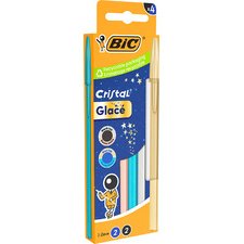 BIC Stylo à bille Cristal Glacé, boîte en carton de 4