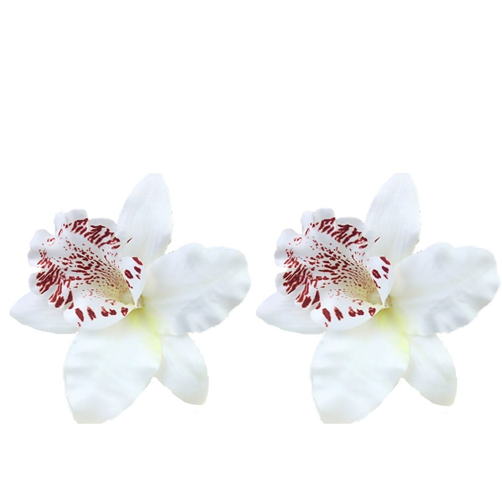 (2er Set) Haarspange Blumen Haarklammer Haarschmuck Accessoire - Weiss