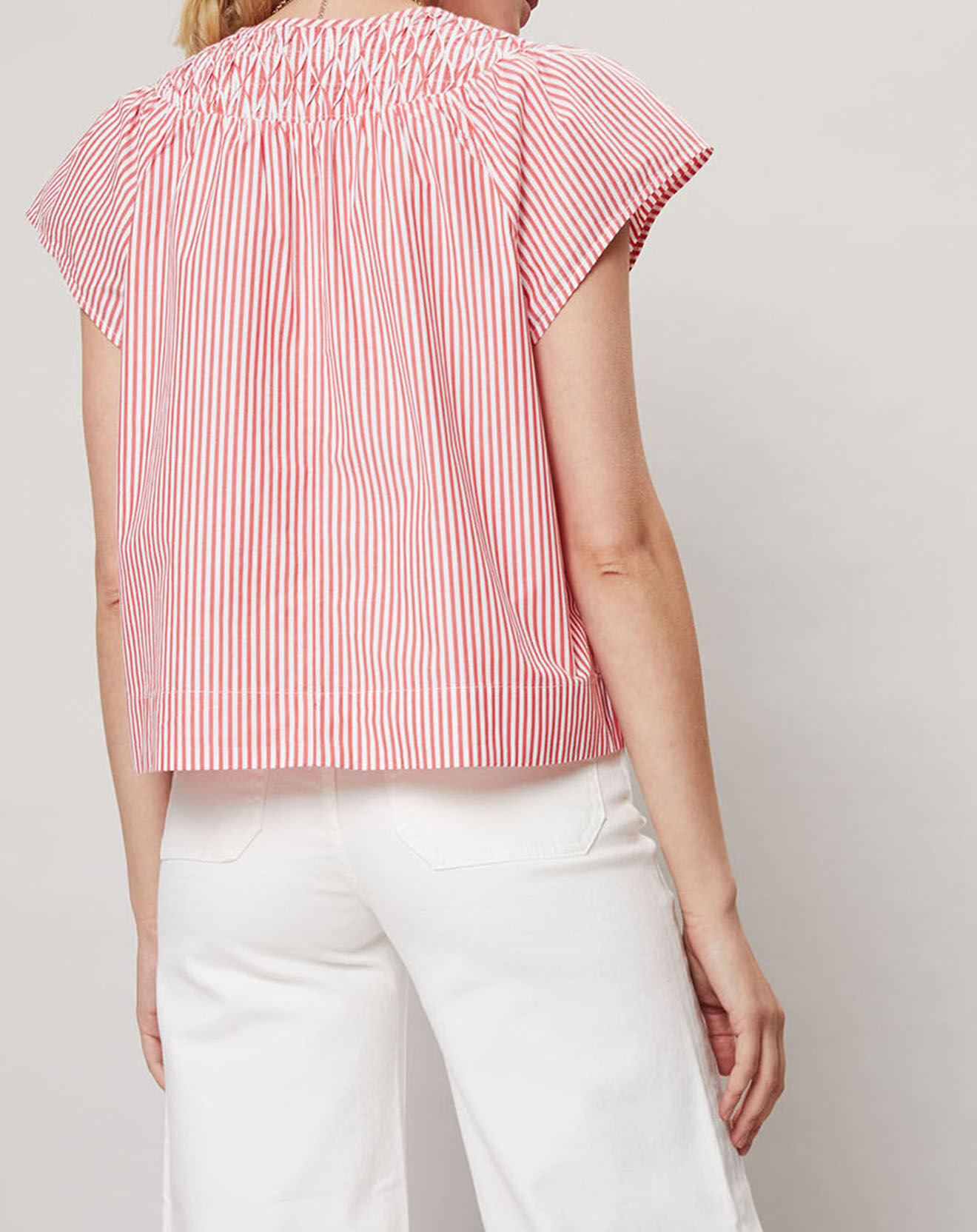 J.Crew Top Smocks à rayures rouge/blanc