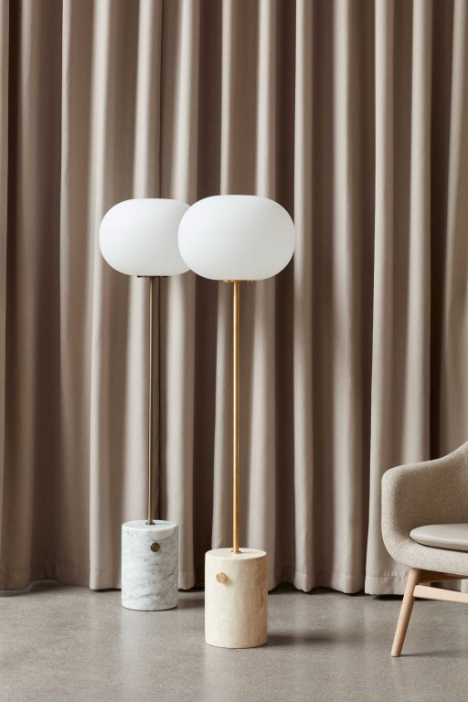 Audo Copenhagen JWDA vloerlamp Red Travertine/Bronzed Brass
