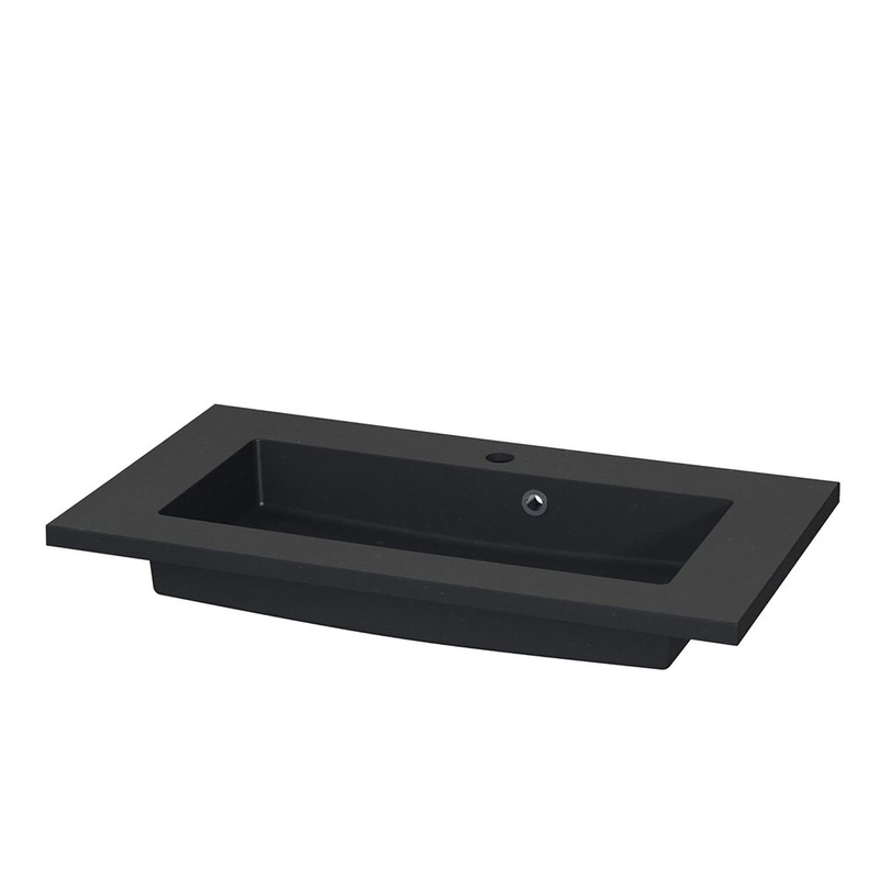 Tiger Maryport Meubelset 80 cm met 2 lades Mat zwart inclusief Quadro wastafel Mat zwart
