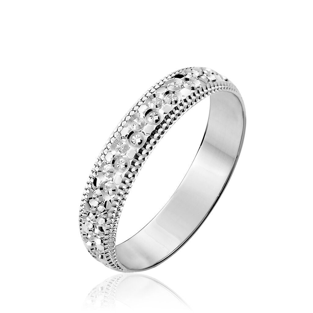 Alliance Fantaisie Diamantee Ruban Plat Or Blanc