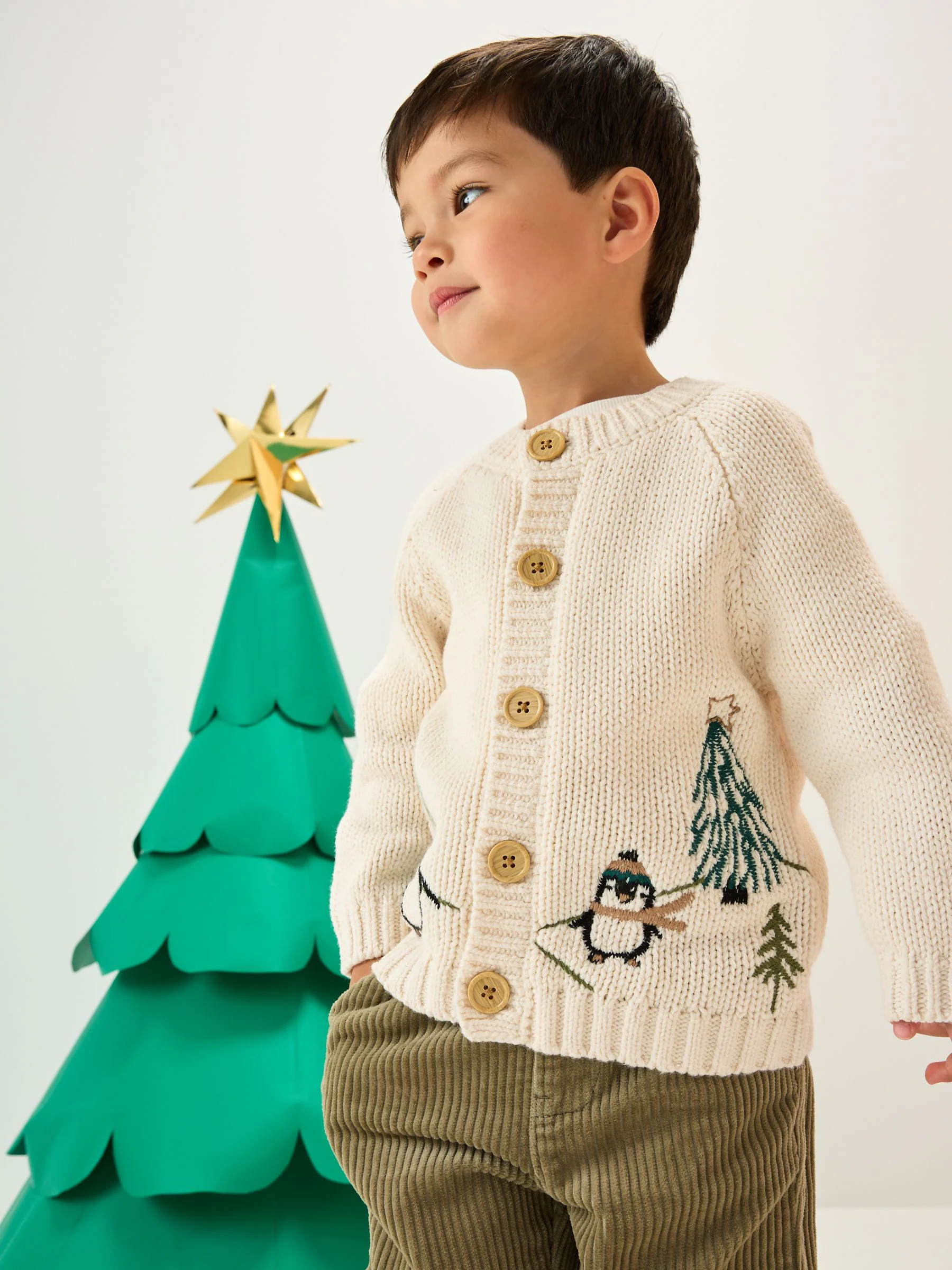 Crème pinguïn - Kerstmis Vest (3mnd-7jr)