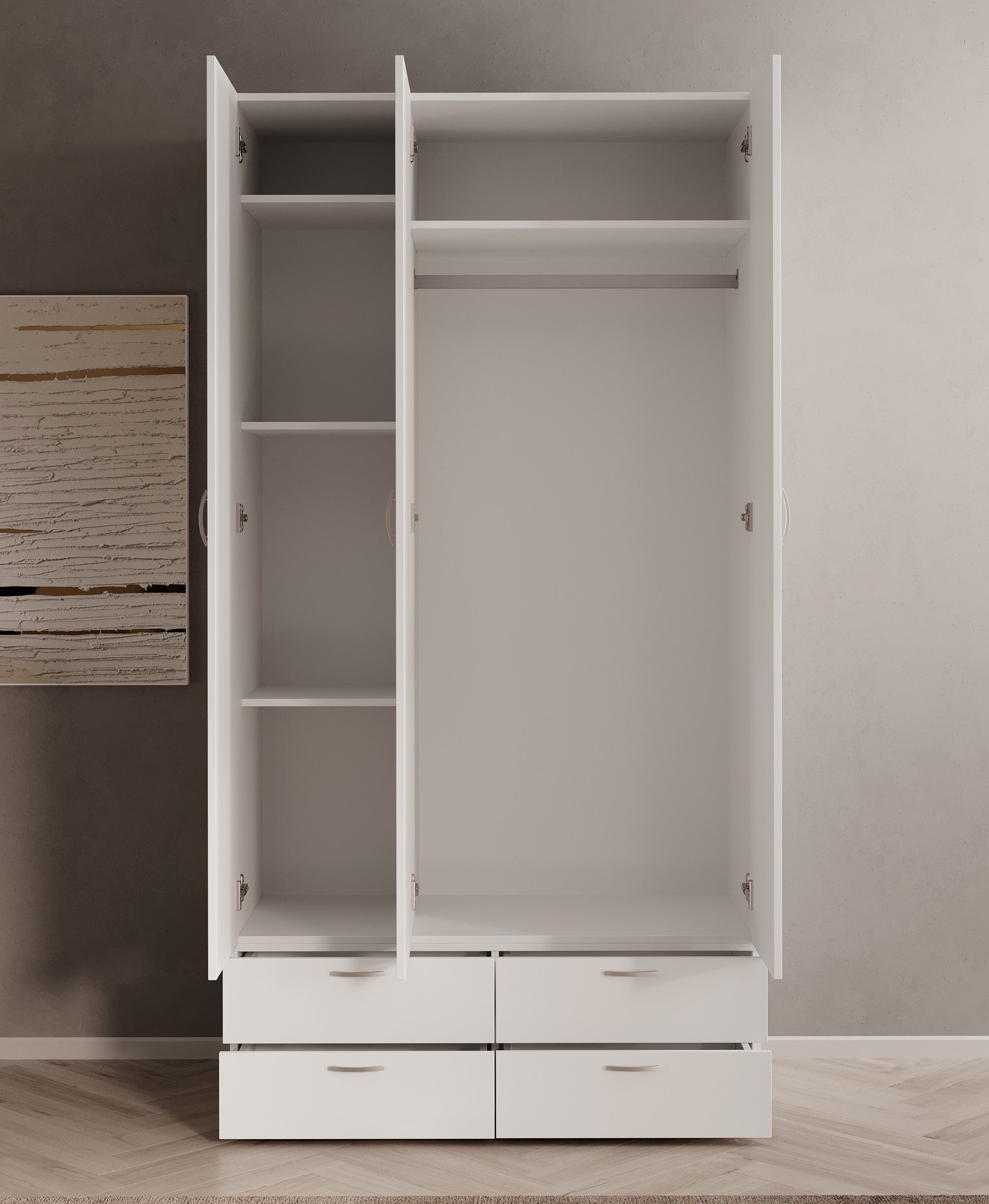 Bernd - Kledingkast - Wit - 111x52x214 cm
