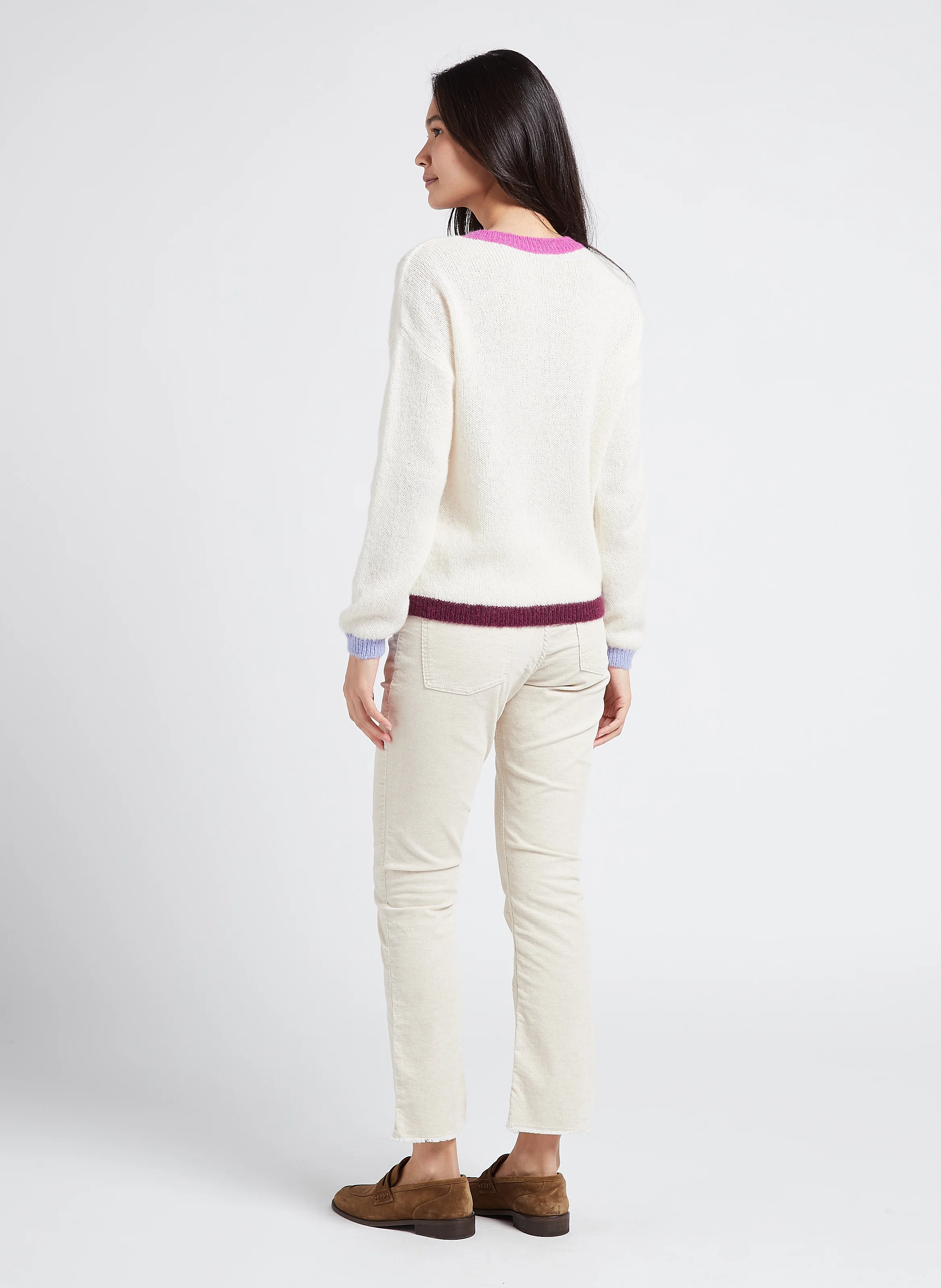 CARA - Jean bootcut cropped en coton mélangé | Blanc