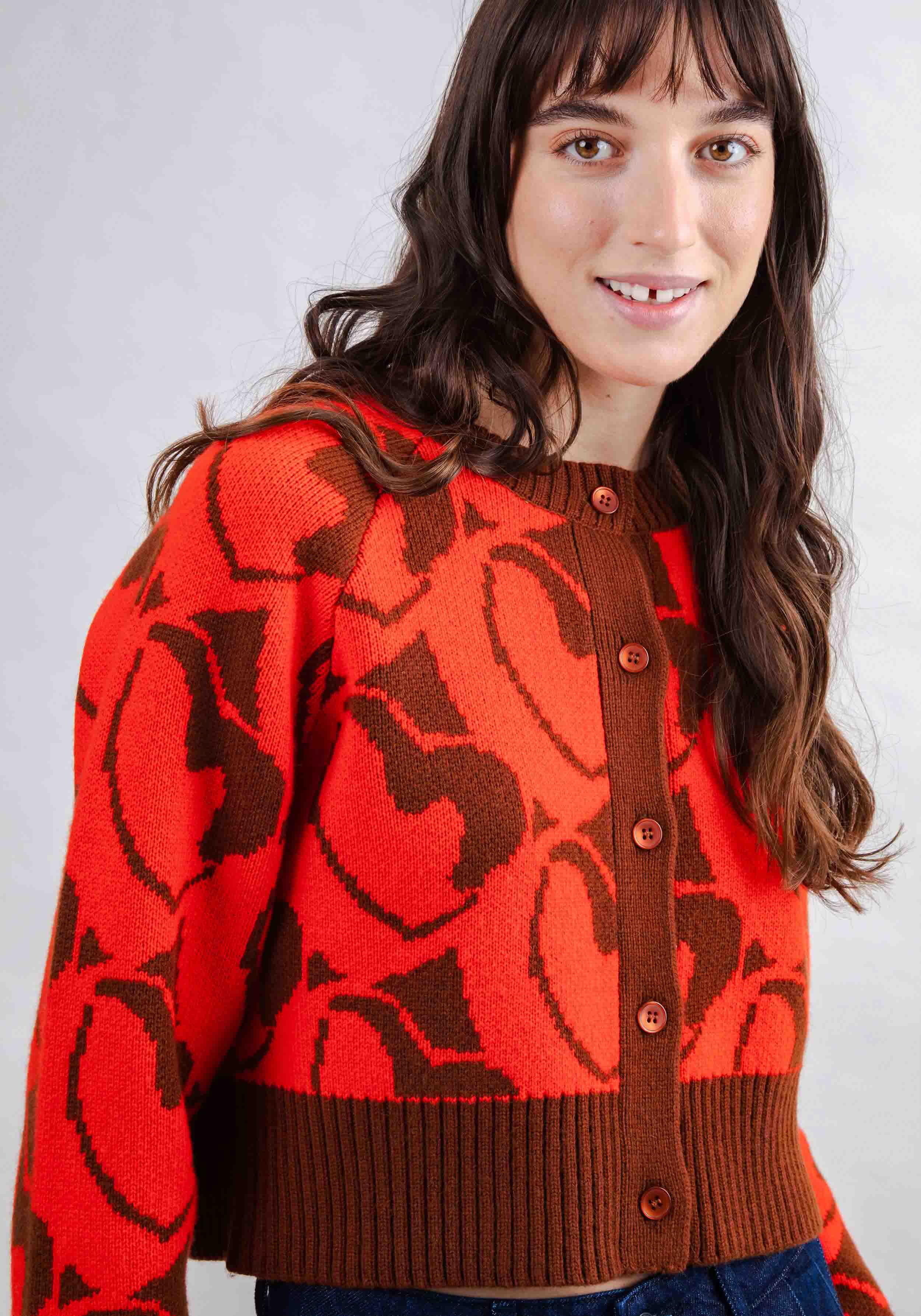 Brava Fabrics Cardigan Heart Wool Cropped