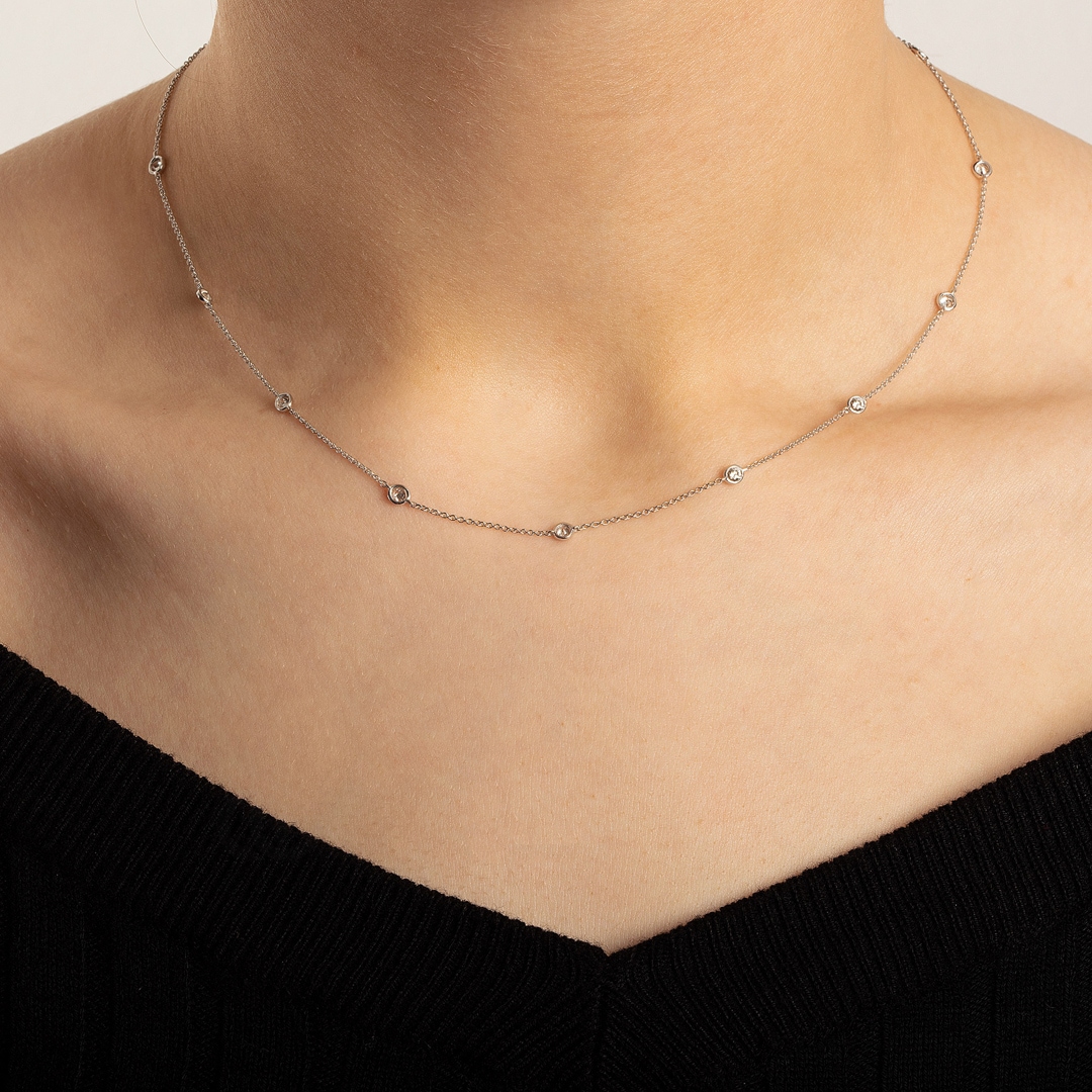 Collier 750/18 K Weissgold mit Diamanten 0.50 ct H/si
