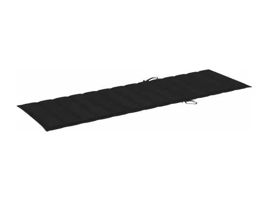 Chaise longue avec coussin noir Bois de pin imprégné