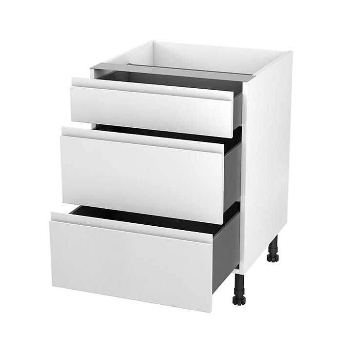 Meuble bas de cuisine avec 1 tiroir et 2 casseroliers GoodHome Garcinia blanc brillant L. 60 x H. 72 cm