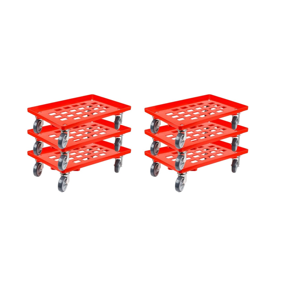 PROREGAL transportwagen voor Euroboxen 60 x 40 cm met rubberen wielen, rood, roostervloer, 2 zwenkwielen en 2 bokwielen, draagvermogen 300 kg