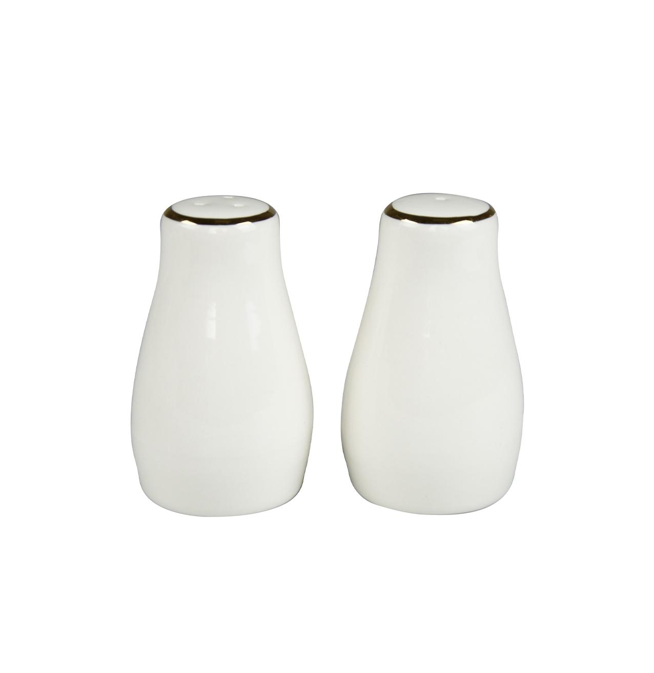 SALIERE ET POIVRIERE BORD DORE PORCELAINE