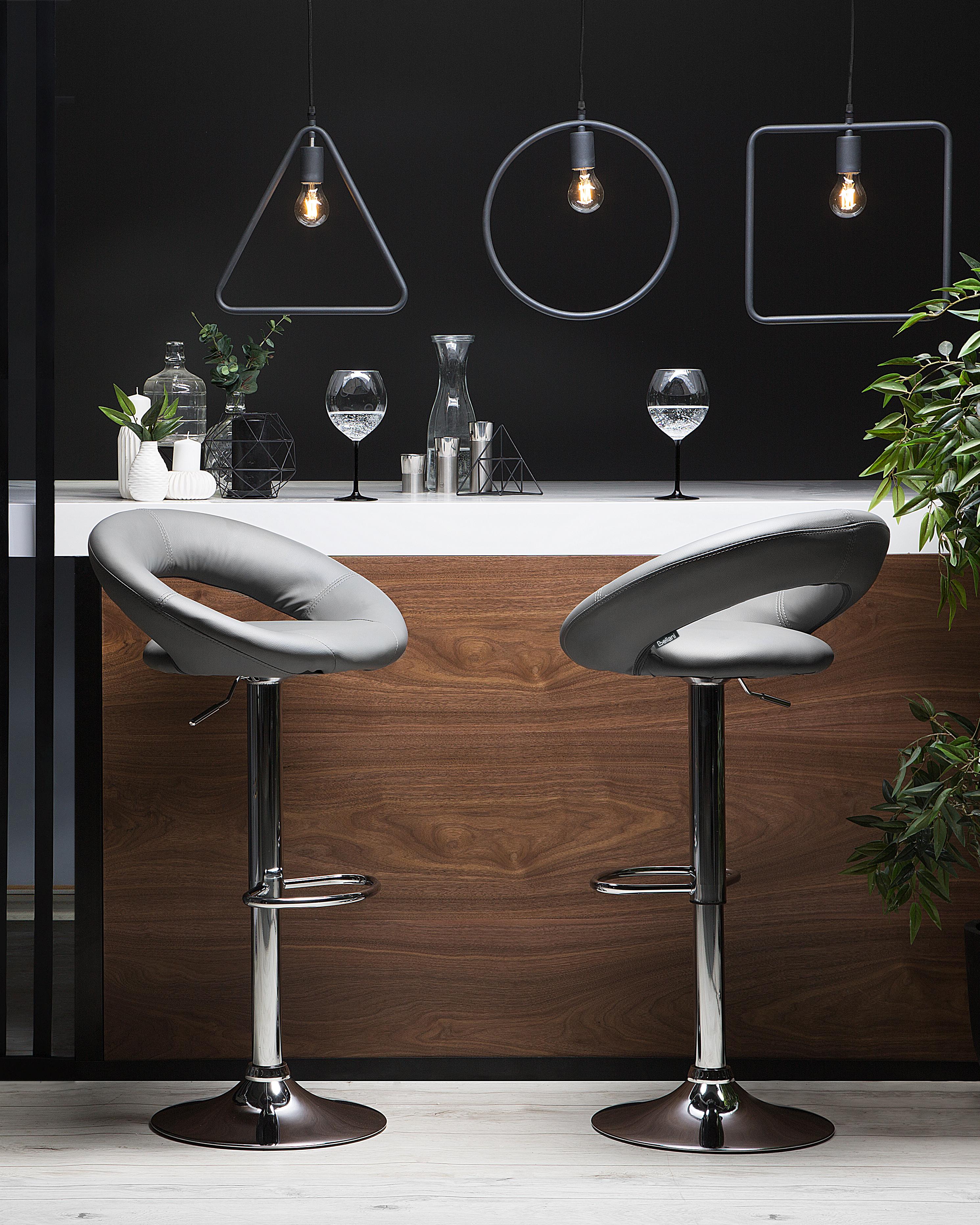 Set van 2 barstoelen PEORIA Kunstleer draaibaar Grijs