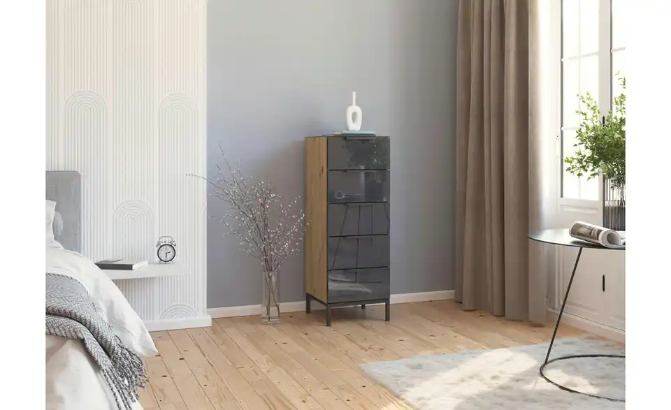 Kommode 40 cm Graphit Basaltgrau, Eiche Artisan (Nachbildung)
