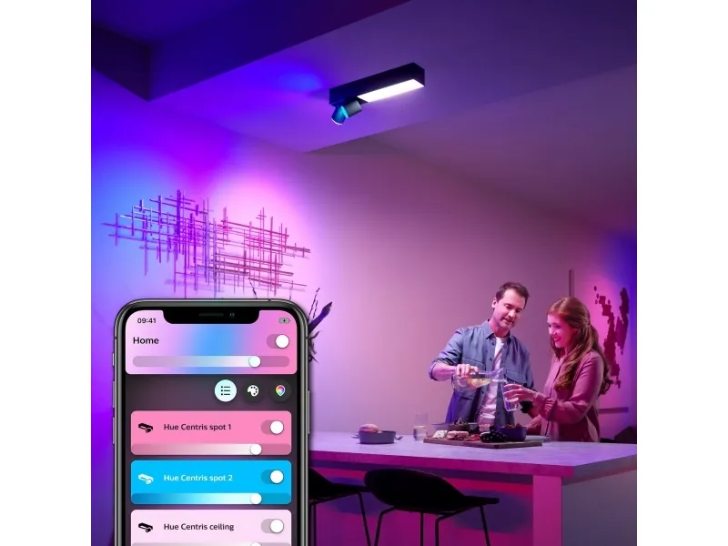 Philips Hue White and Color Ambiance Centris - Loftsspotlys - LED-lyspære/LED x 3 - 16 millioner farver - 2000-6500 K - sort