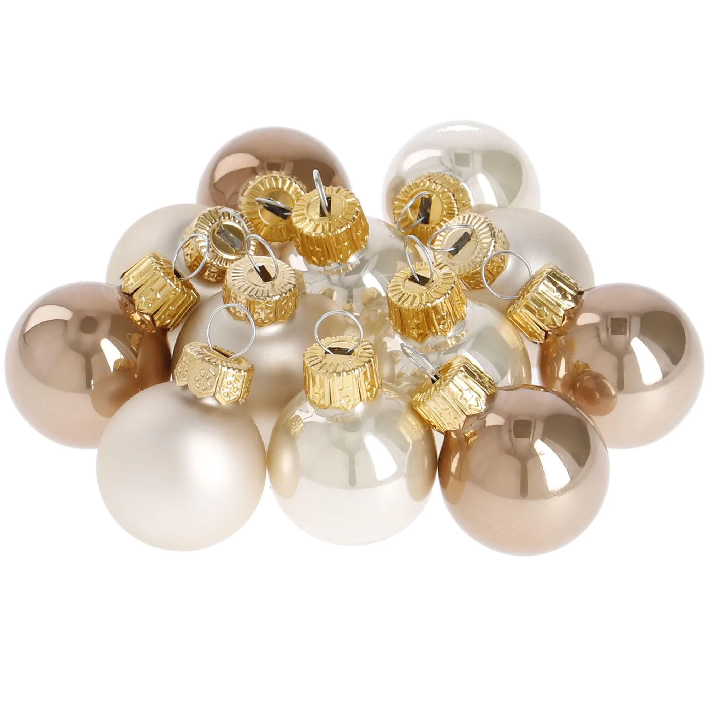 12er Set Weihnachtskugeln Glas, champagner
