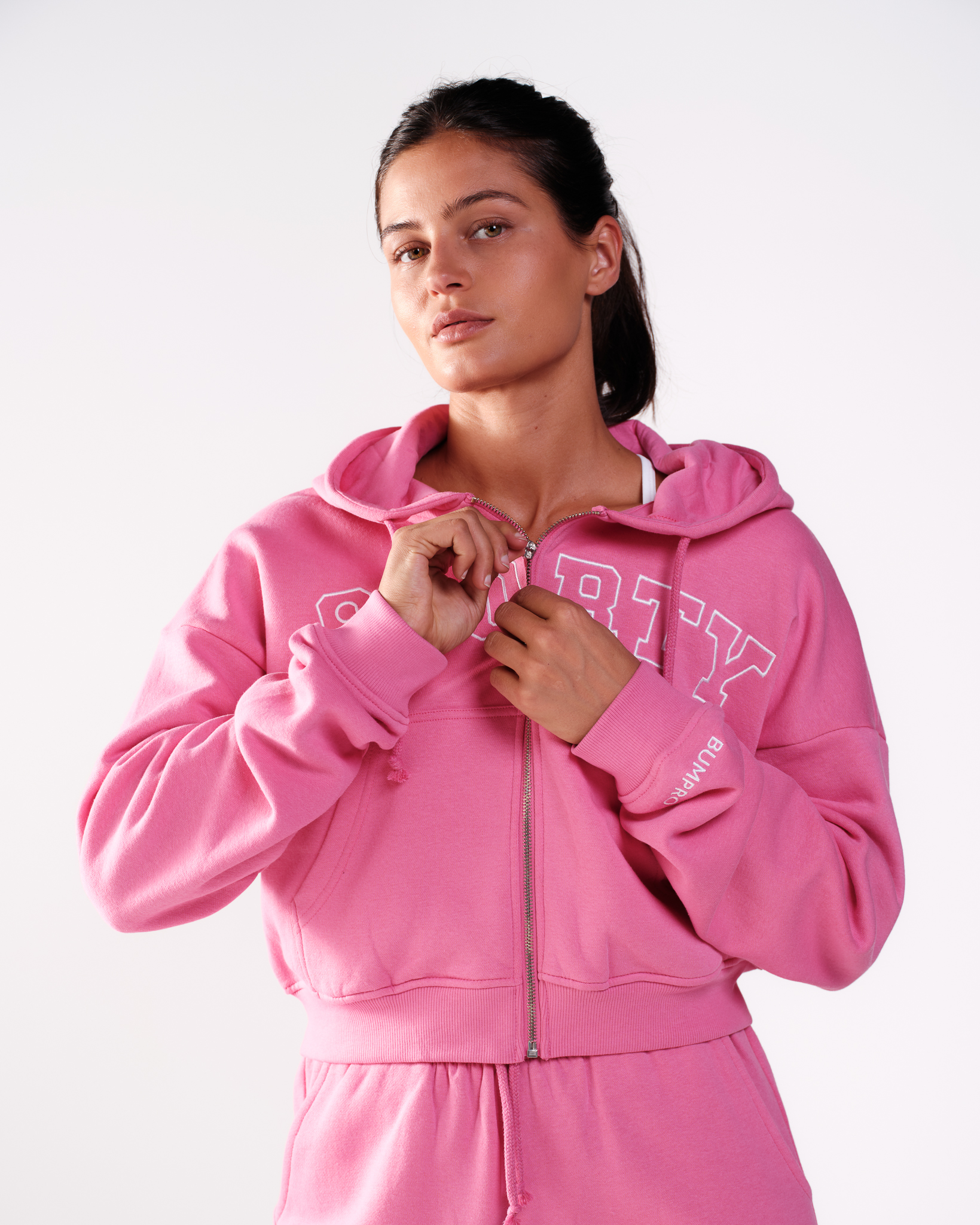Bumpro Cropped Zip Hoodie Pink Carmine\Sporty
