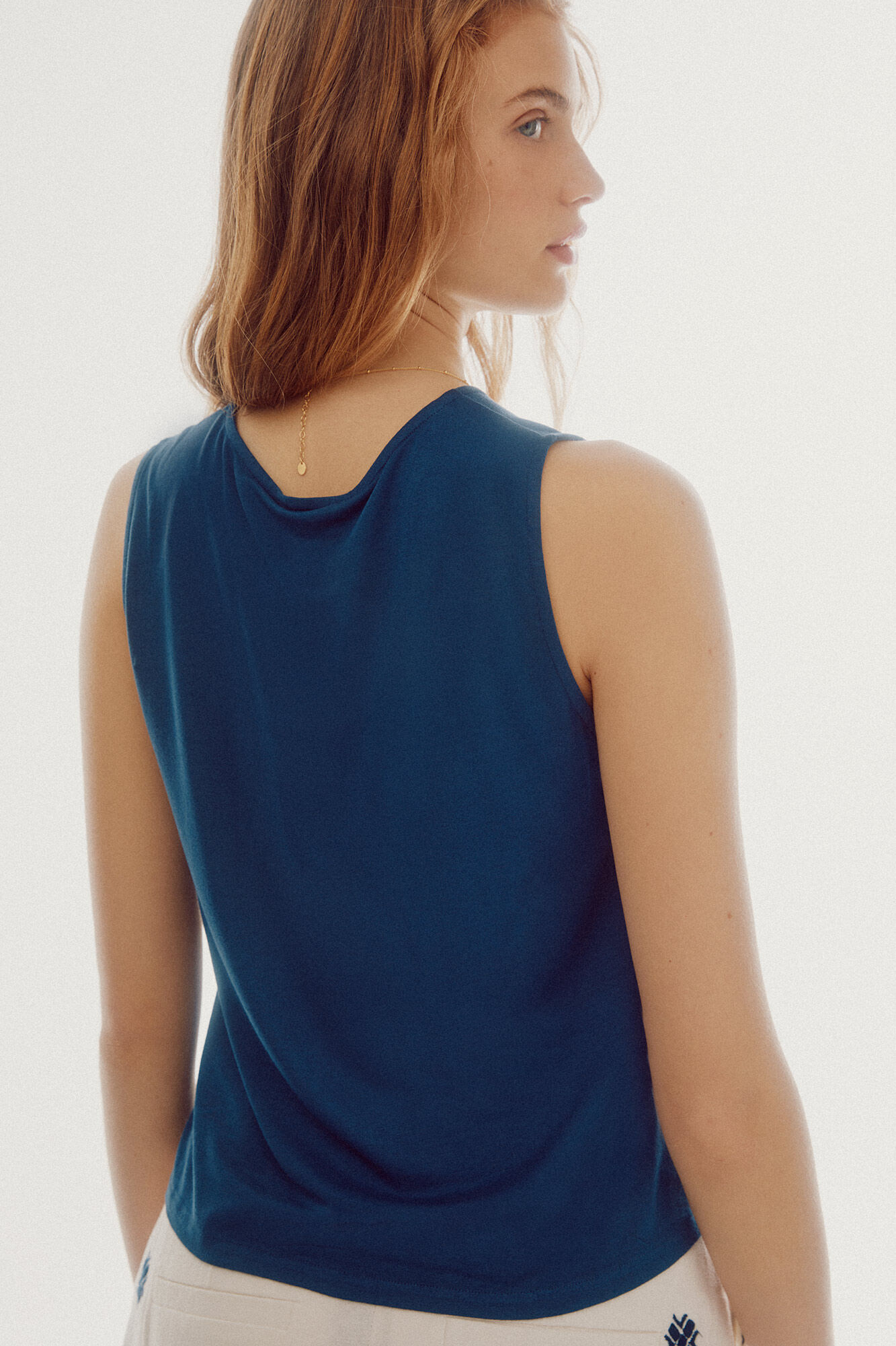 Blusa fluida com estampa - Estampa azul