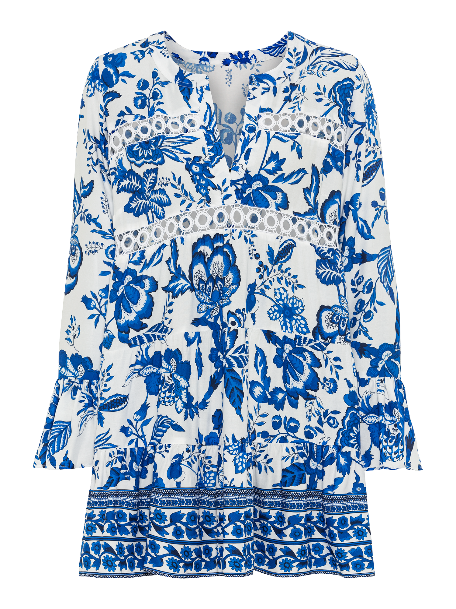 LASCANA Longbluse mit Spitzeneinsätzen, Tunika, Blusenkleid, Strandmode