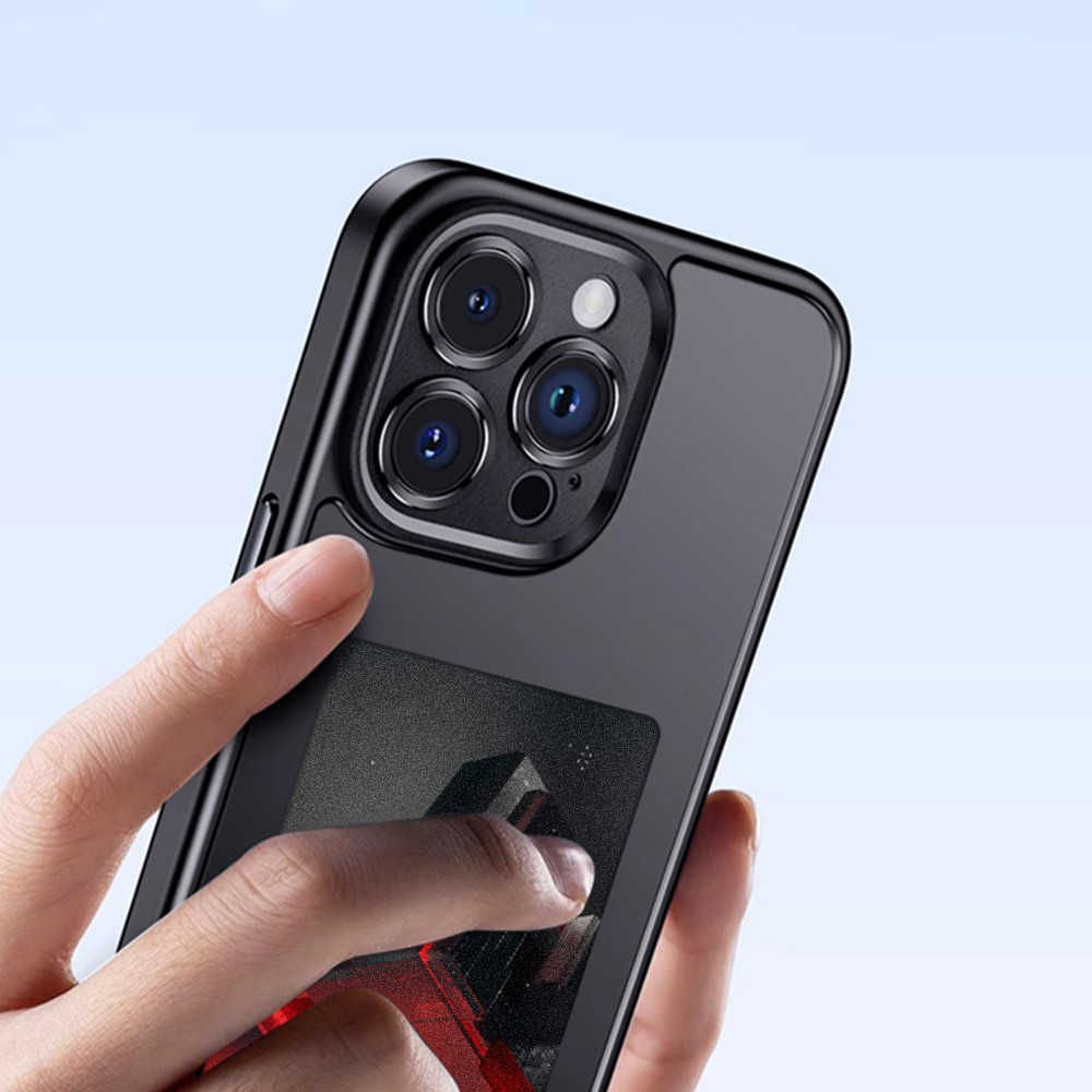 iPhone 15 Hybrid Hülle TPU Bumper mit Acryl Rückseite   E-Ink Display - Schwarz