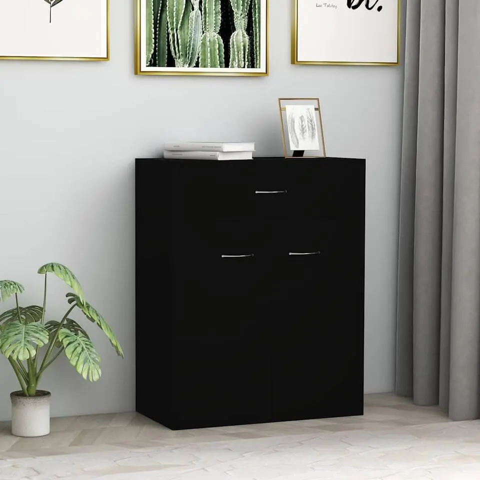 vidaXL - Dressoir - Zwart - Bewerkt hout
