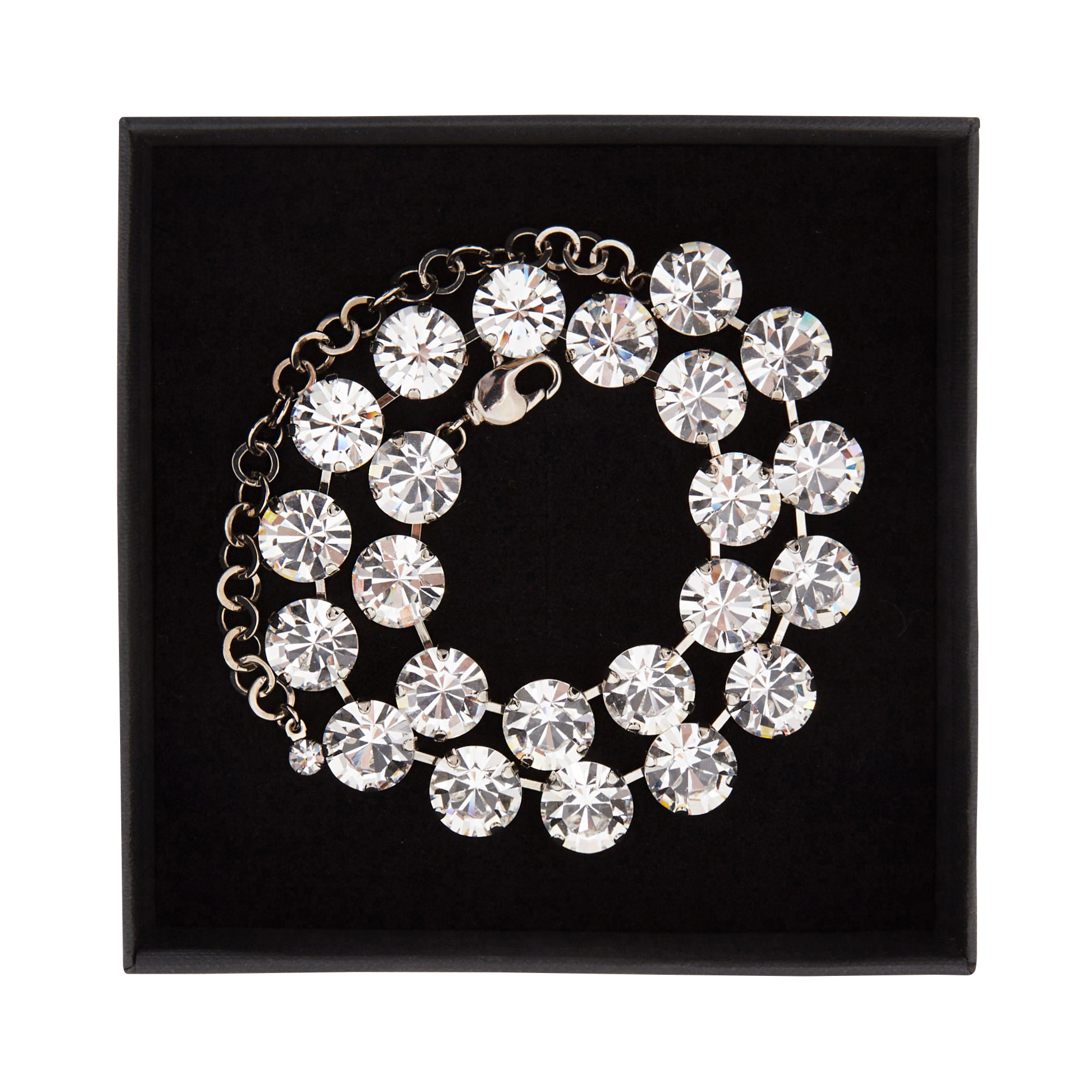 Collier ras de cou cristaux| Blanc