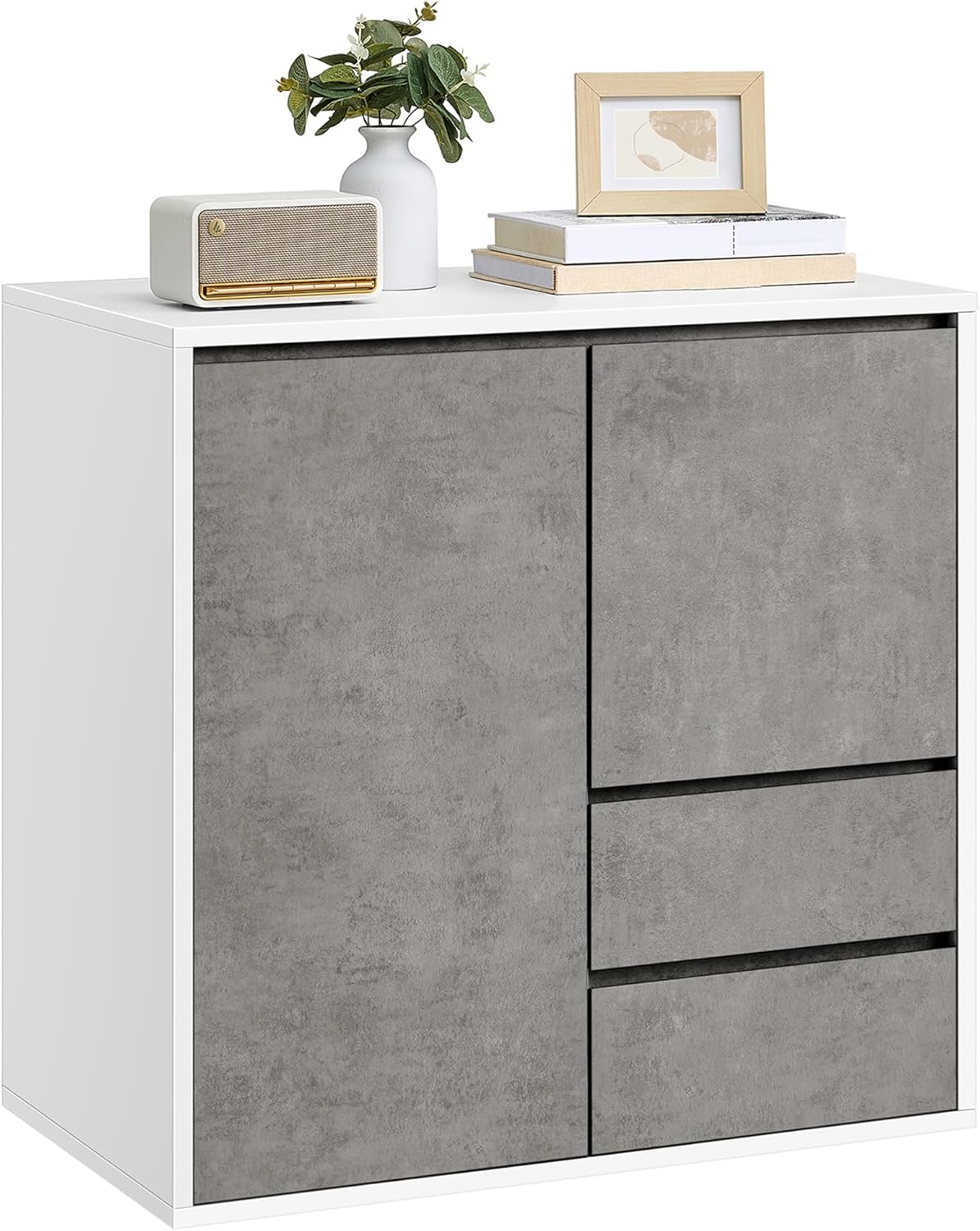 VASAGLE Aufbewahrungsschrank, Sideboard, Küchenschrank mit Türen, höhenverstellbare Ablagen, 2 Schubladen, modern, 40 x 70 x 85 cm, für Wohnzimmer Küche Arbeitszimmer, betongrau BBK243G02